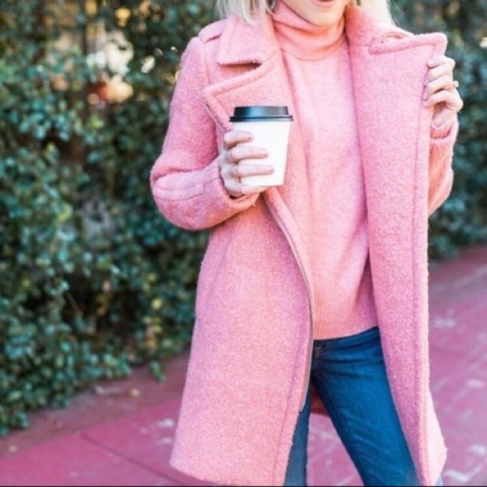 💕COZY Loft pink textured wool coat jacket